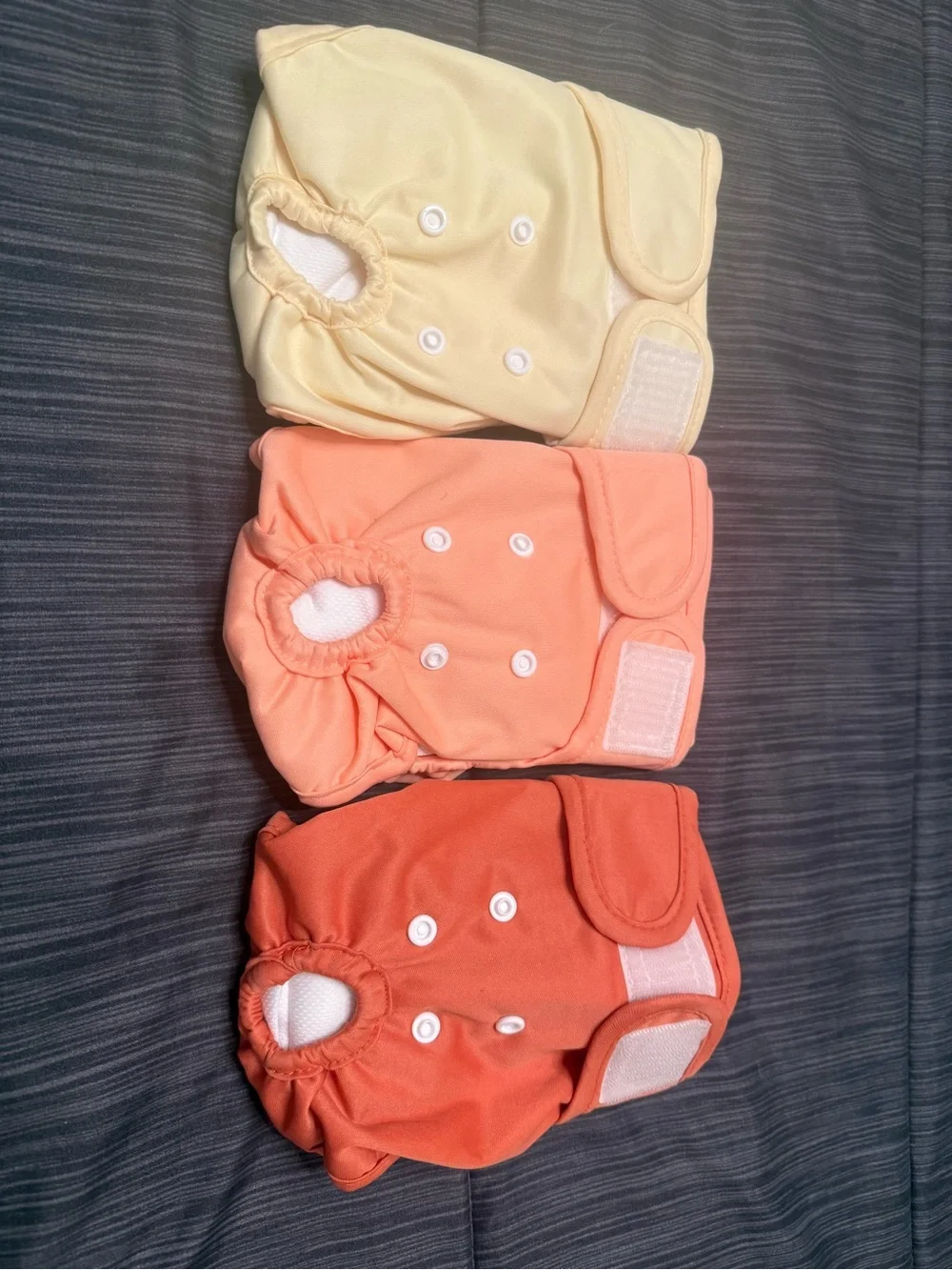Reusable dog  diapers Set in Cream, Peach, and Orange size small